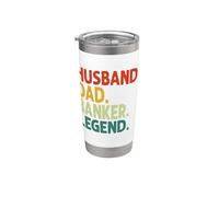 Husband Dad Banker Legend Vintage Funny Banker Día del Padre Vaso térmico de acero inoxidable de doble pared