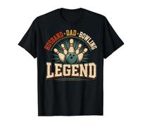 Husband Dad Bowling Legend Funny Bowler Father Camiseta gráfica económica, Hombre, Negro, M