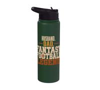 Husband Dad Fantasy Football Legend Draft Sports Fan Stainless Steel Insulated Water Bottle
