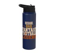 Husband Dad Fantasy Football Legend Draft Sports Fan Stainless Steel Insulated Water Bottle