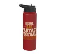 Husband Dad Fantasy Football Legend Draft Sports Fan Stainless Steel Insulated Water Bottle