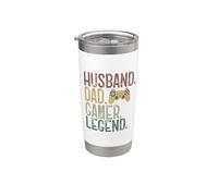 Husband Dad Gamer Legend Funny Gaming Dad Retro Vaso térmico de acero inoxidable de doble pared