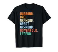Husband Dad Grandad Great Grandad 80 Year Old Legend 80th Camiseta