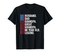 Husband Dad Great Grandpa 80 Year Old Legend 80th Birthday Camiseta