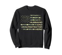 Husband Dad Protector Hero For Christmas Camo American Flag Sudadera