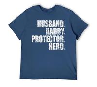 Husband Daddy Protector Hero - Camiseta para papá, para hombre, camiseta gráfica de papá, Navy-style, XL