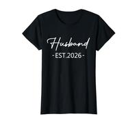 Husband EST 2026 Just Married Honeymoon Hubby Wedding Couple Camiseta gráfica económica, Mujer, Negro, XL