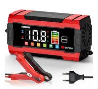 Husgw 12V 10A Cargador de Batería de Coche, LiFePO4 Cargador de Batería de Moto, Proceso de Carga de Tres Etapas, Protección de Seguridad Múltiple, para Auto, Moto, AGM, Gel, Wet, SLA, LiFePO4