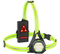 Husgw 7 Luces Luz para Correr LED, Luz de Carrera Impermeable de 3 Modos, Regulable 90°, 500 Lúmenes, Pecho con Cinta Reflectante, Ideal para Caminar, Hacer Senderismo, Acampar y Correr (Verde)