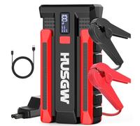 Husgw Arrancador de Baterias de Coche, Arrancador de Coches de 2000 A 13800 mAh, para Motores de Gasolina de hasta 7L Diésel de hasta 5.5L, con Carga Rápida USB y Linterna LED