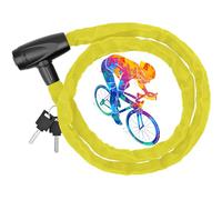 Husgw Cadena de bicicleta antirrobo, cadena bici con 2 Candados, candado bicicleta con cubierta impermeable,cadena bicicleta antirrobo para bicicleta, portón, scooter, motocicleta (4mm, Yellow)