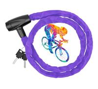 Husgw Cadena de bicicleta antirrobo, cadena bici con 2 Candados, candado bicicleta con cubierta impermeable,cadena bicicleta antirrobo para bicicleta, portón, scooter, motocicleta (4mm, Purple)