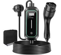 Husgw Cargador para Coche eléctrico,3.68 KW 8 m, Tipo 6-8-10-13-15-16 A, Enchufe CEE Tipo 2, con Pantalla LCD, Estación de Carga Móvil Resistente al Agua IP65, Compatible con Tesla/IEC 62196-2