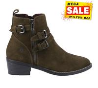 Hush Puppies Mujer de Ante Jenna Botines Verde Caqui