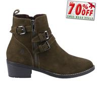 Hush Puppies Mujer de Ante Jenna Botines Verde Caqui