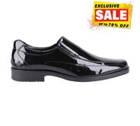 Hush Puppies Brody Zapatos Para Hombre De Cuero Patente Formales Slip On Negros