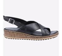 Hush Puppies Elena Cruzada Sandalias De Cuña De Cuero Para Mujeres Negros