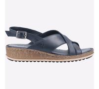 Hush Puppies Elena Cruzado Sandalias De Cuña De Cuero Para Mujeres Color Marino