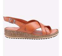 Hush Puppies Elena Cruzado Sandalias De Cuña De Cuero Para Mujeres Color Marrón