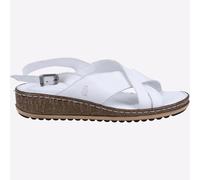 Hush Puppies Sandalias de cuña Elena cruzado de cuero para mujer blancas