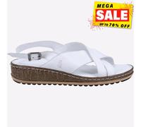 Hush Puppies Elena Sandalias De Cuña De Cuero Para Mujer Blancas