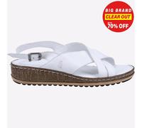 Hush Puppies Sandalias de cuña Elena cruzado de cuero para mujer blancas
