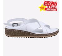 Hush Puppies Elena Sandalias De Cuña De Cuero Para Mujer Blancas