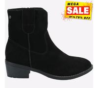 Hush Puppies Iva Cowboy Del Oeste Mujer Memoria Espuma Botines de Ante Negro