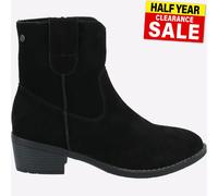 Hush Puppies Iva Cowboy Del Oeste Mujer Memoria Espuma Botines de Ante Negro