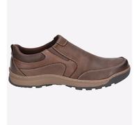 Hush Puppies Jaspe Cuero Hombre sin Cierres Memoria Espuma Zapatillas Marrón