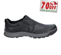 Hush Puppies Jaspe Cuero Hombre sin Cierres Memoria Espuma Zapatillas Negras