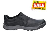 Hush Puppies Jaspe Cuero Hombre sin Cierres Memoria Espuma Zapatillas Negras