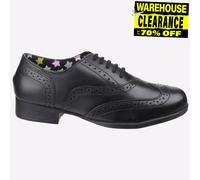 Hush Puppies Kada Cuero Junior Niño Casual con Cordones Vestido Escuela Negra
