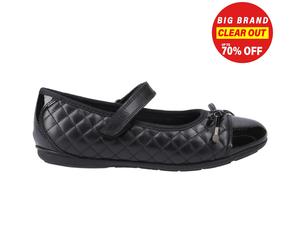 Hush Puppies Lottie Acolchado Zapatos De Escuela Para Niñas Ballerina BTS Negro