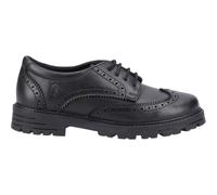 Hush Puppies Maxine Cuero Calado Detallado Niña Mayor Escuela Zapatos Negros