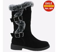 Hush Puppies Megan Dama Medio Memoria Espuma Resistente Al Agua Botas Negras