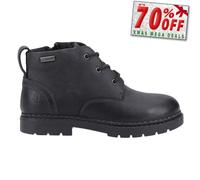 Hush Puppies Mini Presley Impermeable Junior Piel Cordones Botines Negro