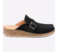 Hush Puppies Sorcha Mule Mujeres Ante Cuero MEMORY FOAM Sandalias Negras