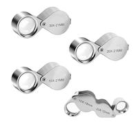 HUSHAX 4 Piezas Lupas De Joyeros De 30x 20x 10x, Lupa Plegable De Cristal Lupa De Bolsillo, Joyero Cristal De 21 Mm, De Lectura De Ciencia, Periódicos, Insectos