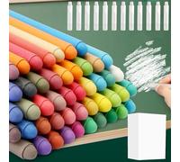 HUSHAX 48 tizas sin polvo, con 12 soportes de tiza extra, tizas de color no tóxicas para niños,Set a creta, non tossico, con strisce magnetiche per disegnare, scrivere per bambini