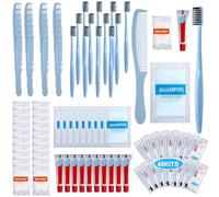 Hushee 48 juegos de higiene personal, kit básico de aseo para personas sin hogar, paquete de cuidado para hombres, mujeres, viajes, caridad, negocios, incluye champú, cepillo de dientes, pasta de