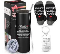 Hushee Regalo para mejor hermano, taza de vaso de 20 onzas Always Remember You Are Braver Than You Believe Best Brother Ever Socks Thank You for Being My Brother Llavero para hermano, Navidad,