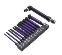 HUSHUI 12 Pcs Ball End Hex Head Drill Bit 1/4in Hex Bola de Vástago Hex Bola de Llave Hex Broad Bit S2 Cedro de Aleación S2 con Almacenamiento L Angle Llave Manga Púrpura