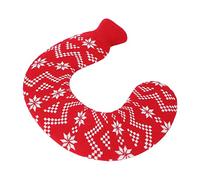 HUSHUI 1L Bolsa de Agua Caliente en Forma de U Calentador de Hombros y Cuello Portátil con Funda de Punto Suave para el Invierno (Copo de nieve rojo)