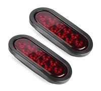 HUSHUI 2 Luces de Posición Lateral de 10 LED, Luz Trasera Ovalada Roja Montada en Superficie, con Anillo de Sellado de Goma e IP65, para Remolques, Yates, Vehículos Todo Terreno,