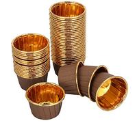 HUSHUI 200 Piezas Forros para Magdalenas, Tazas para Hornear Moldes para Muffins, Herramientas de Decoración de Moldes para Pasteles, con Resistentes a Altas (Trompeta número 3830-Oro por dentro y