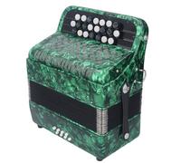 HUSHUI 22 Teclas 8 Acordeón bajo Profesional Antideslizante Sensible Botón Acordeón Instrumento Musical con Correa (Verde)