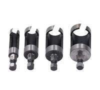 HUSHUI 4 Unids Cortador de Enchufe Madera, Acero Al Carbono Corcho Brocas con 1/4in Hex Shank para Carpintería 1/4 3/8 1/2 5/8in Diámetro Exterior