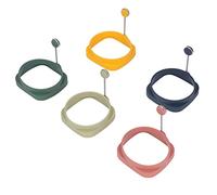 HUSHUI 5 Anillos para Freír Huevos con, Molde para Tortilla de Silicona de Grado Alimenticio con de Aislamiento Térmico, para Cocinar Desayuno con Panqueques Antiadherentes