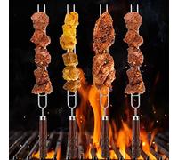 HUSHUI 6 Brochetas de Tenedor de Barbacoa de Acero Inoxidable con Antideslizante y Cepillo de Aceite para Hornear para Reuniones Familiares de Barbacoa, No Tóxicas y Resistentes Al óxido